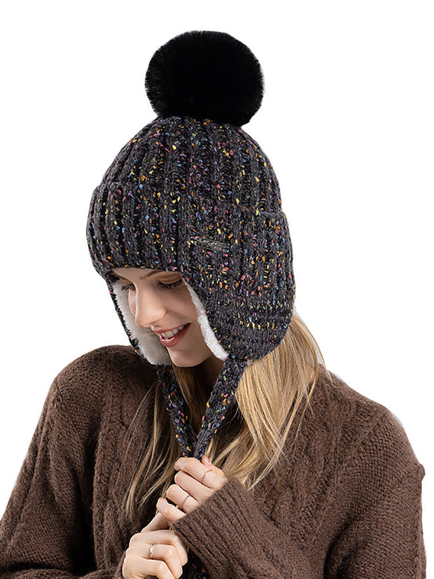 Women Winter Colorful Knitted Hair Ball Hat