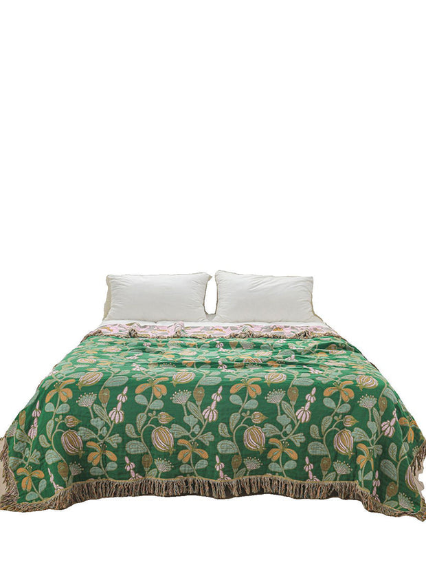 Print Plant Four Season Sofa Throw Boho Throw Blanket