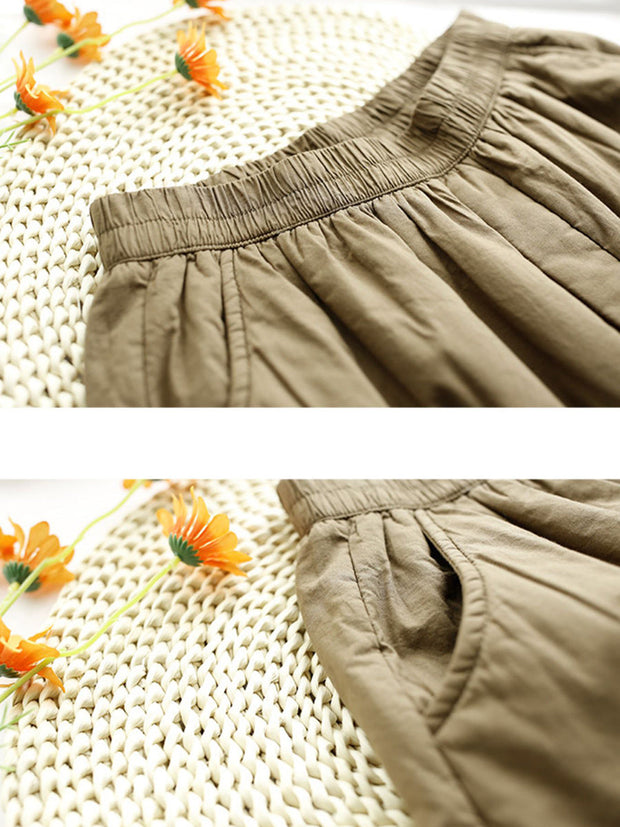 Plus Size Women Winter Retro Spliced Padded Harem Pants