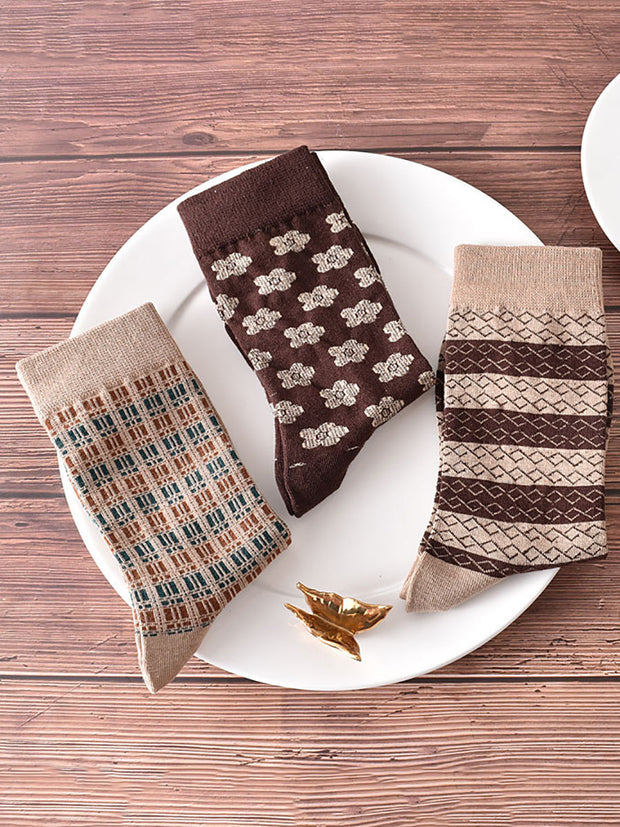 5 Pairs Women Vintage Jacquard Winter Socks