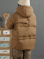 Women Winter Solid Warm Hooded Down Coat