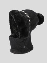 Women Fashion Solid Warm Plush Scarf Hat