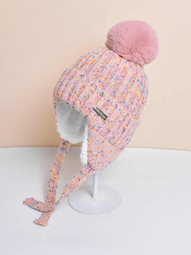 Women Winter Colorful Knitted Hair Ball Hat