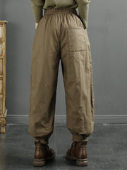 Plus Size Women Winter Retro Spliced Padded Harem Pants
