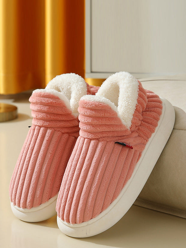 Couple Solid Fleece Warm Winter Indoor Shoes