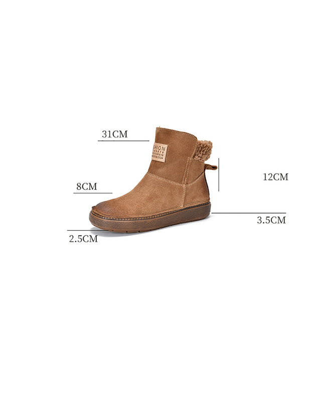 Women Winte Casual Fleece-lined Leather Boots
