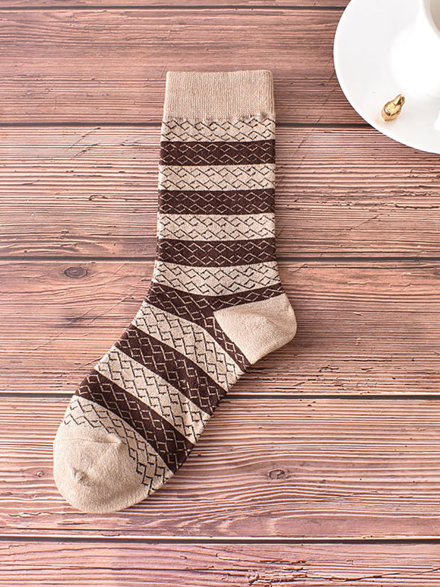 5 Pairs Women Vintage Jacquard Winter Socks