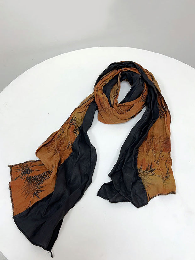 Women Vintage Flower Print Tassel Triangle Scarf