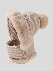 Women Fashion Solid Warm Plush Scarf Hat