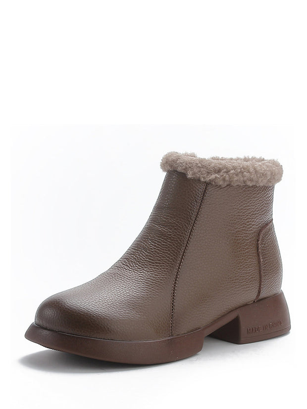 Women Elegant Soft Leather Fleece-lined Boots