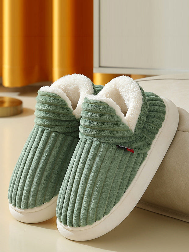 Couple Solid Fleece Warm Winter Indoor Shoes
