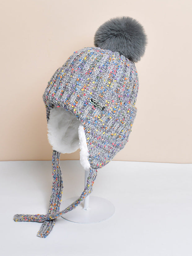 Women Winter Colorful Knitted Hair Ball Hat