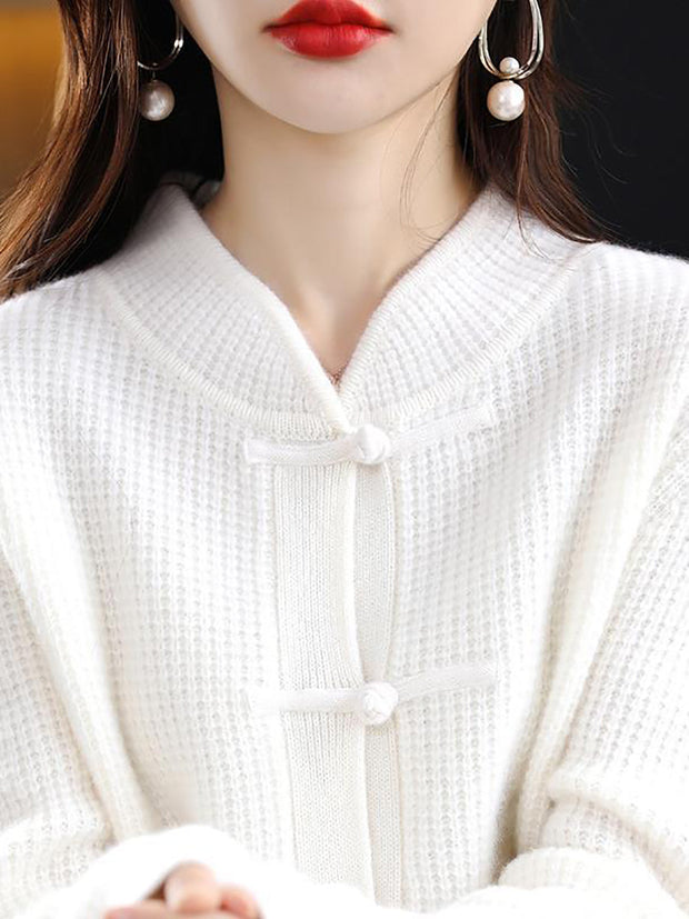 Women Casual Winter Wool Solid Knitted Sweater