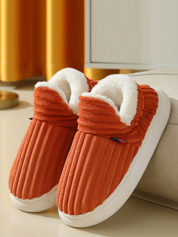 Couple Solid Fleece Warm Winter Indoor Shoes