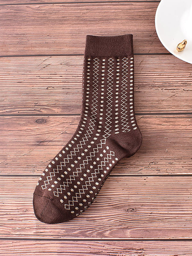5 Pairs Women Vintage Jacquard Winter Socks