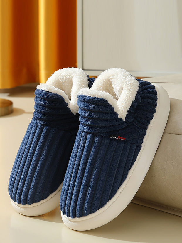 Couple Solid Fleece Warm Winter Indoor Shoes