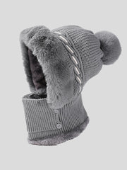 Women Fashion Solid Warm Plush Scarf Hat