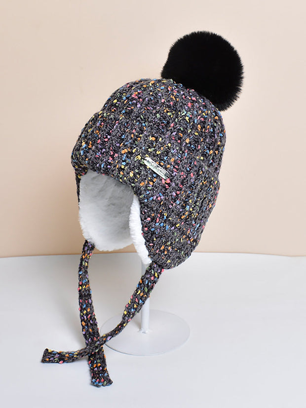 Women Winter Colorful Knitted Hair Ball Hat
