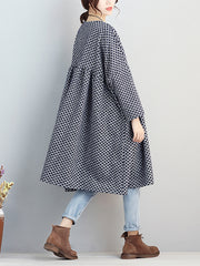 Women Round Neck Autumn Loose Dot Dress