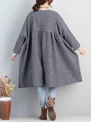 Women Round Neck Autumn Loose Dot Dress