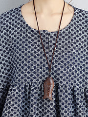 Women Round Neck Autumn Loose Dot Dress