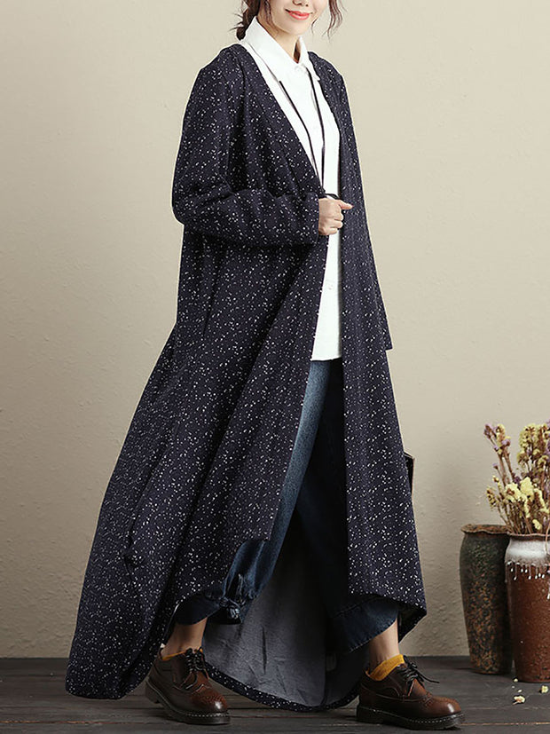 Cardigan Long Sleeves Blue Autumn Winter Coat For Women