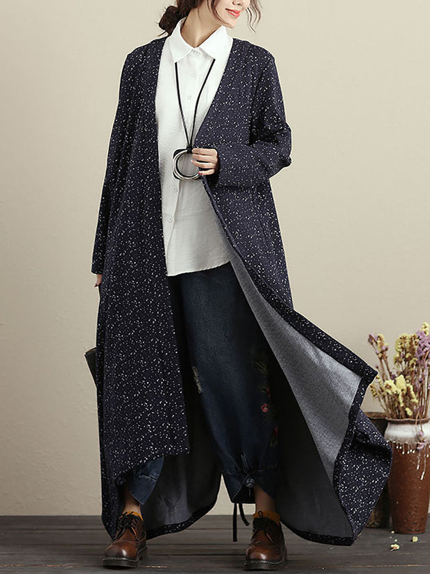 Cardigan Long Sleeves Blue Autumn Winter Coat For Women