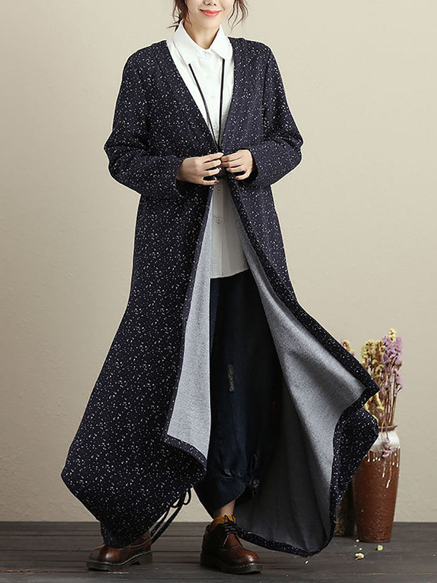 Cardigan Long Sleeves Blue Autumn Winter Coat For Women