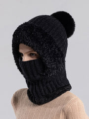 Winter Women Windproof Fleece Knitted Scarf Hat