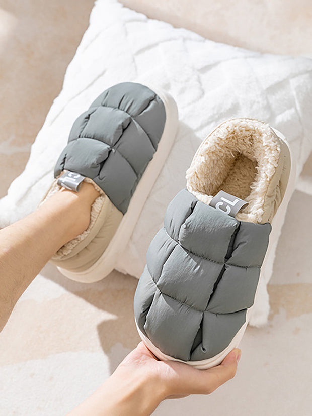 Couple Winter Indoor Colorblock Fleece-lined Shoes