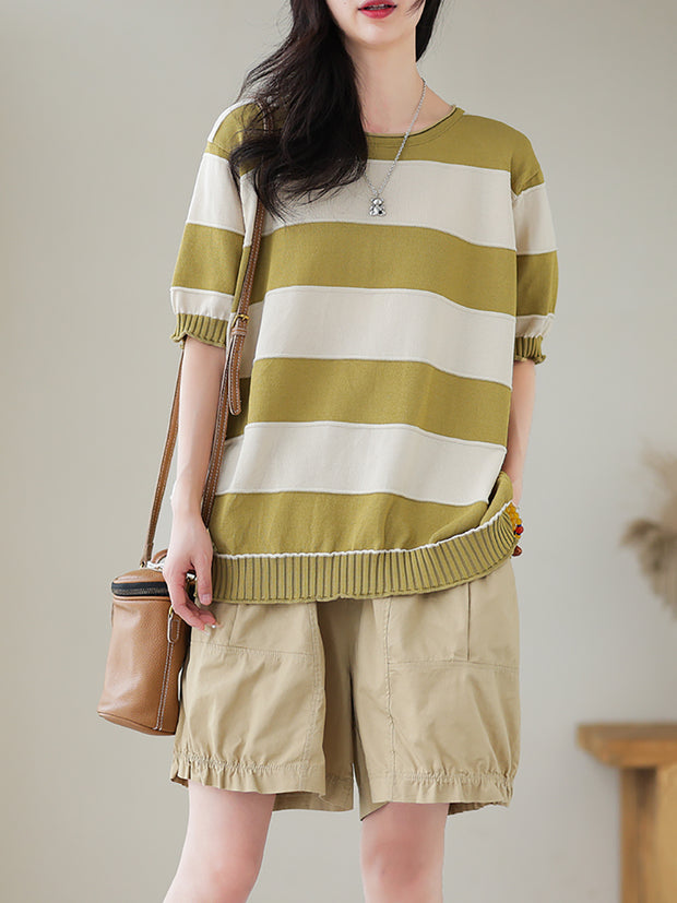 Women Casual Stripe Commute Pullover Shirt