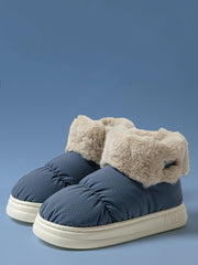 Couple Solid Plush Spliced Indoor Down Shoes