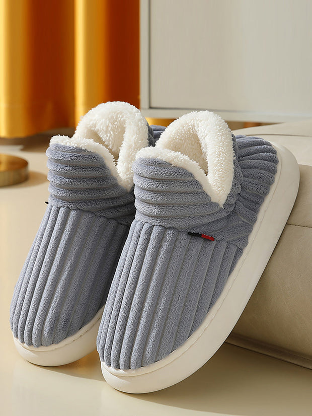 Couple Solid Fleece Warm Winter Indoor Shoes