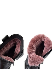 Women Winter Genuine Leather Chunky Heel Boots