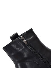 Women Winter Genuine Leather Chunky Heel Boots