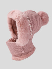 Women Fashion Solid Warm Plush Scarf Hat