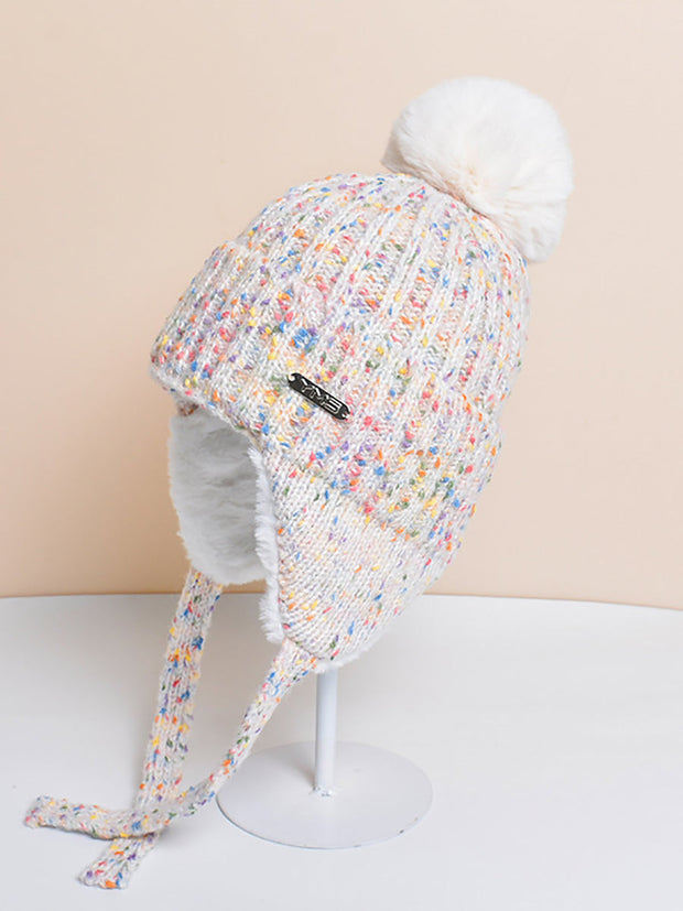 Women Winter Colorful Knitted Hair Ball Hat