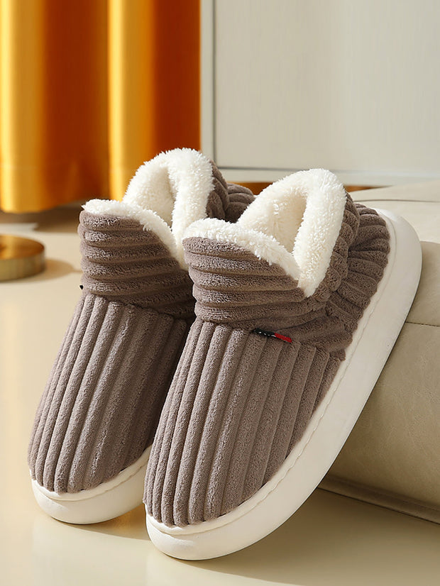 Couple Solid Fleece Warm Winter Indoor Shoes
