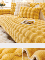 Solid Rabbit Wool Queen Bedcover Sofa Blanket