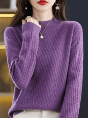 Women Winter Warm Jacquard Half-Turtleneck Sweater