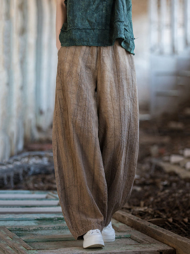 Women Vintage Winter Tie-dye Fleece-lined Harem Pants