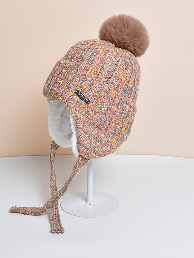 Women Winter Colorful Knitted Hair Ball Hat