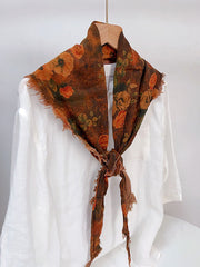Women Ethnic Flower Tie-dye Autumn Scarf