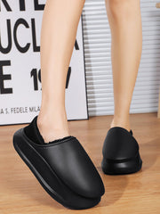 Couple Winter Indoor Solid Fleece-lined Shoes