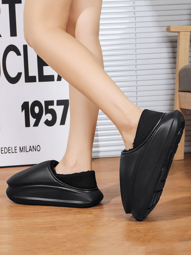 Couple Winter Indoor Solid Fleece-lined Shoes