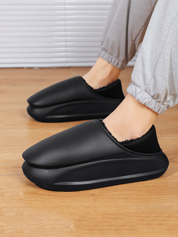 Couple Winter Indoor Solid Fleece-lined Shoes