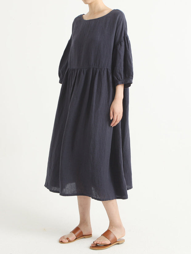 Casual Linen Pleated Summer Loose Dress