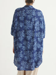 Linen Floral Irregular Single Breasted Women Loose Shirt