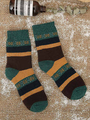 5 Pairs Wool Color Block Striped Warm Socks