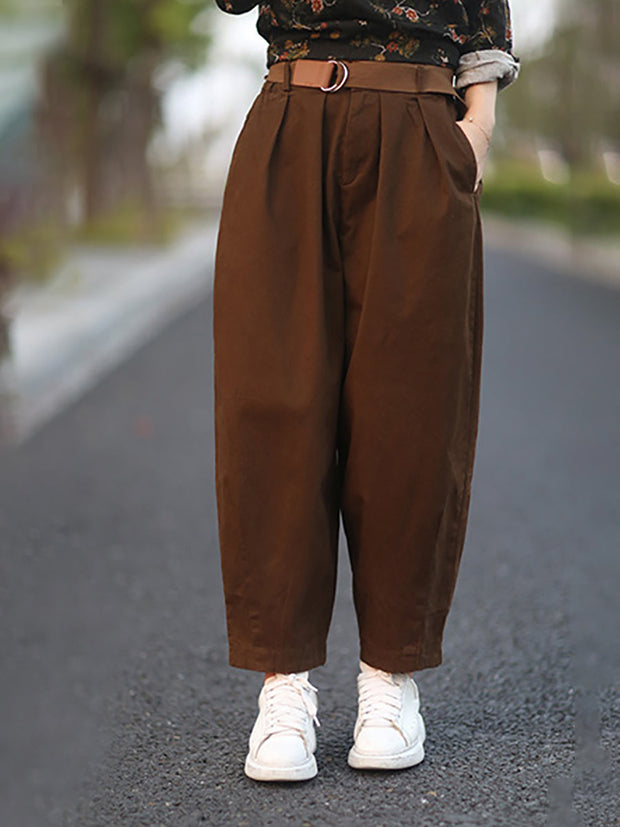 Lässige Bloom-Hose in reiner Farbe mit Gürtel